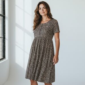 Leopard Print Midi Dress XL Women's Animal Print Flowy and Feminine Summer